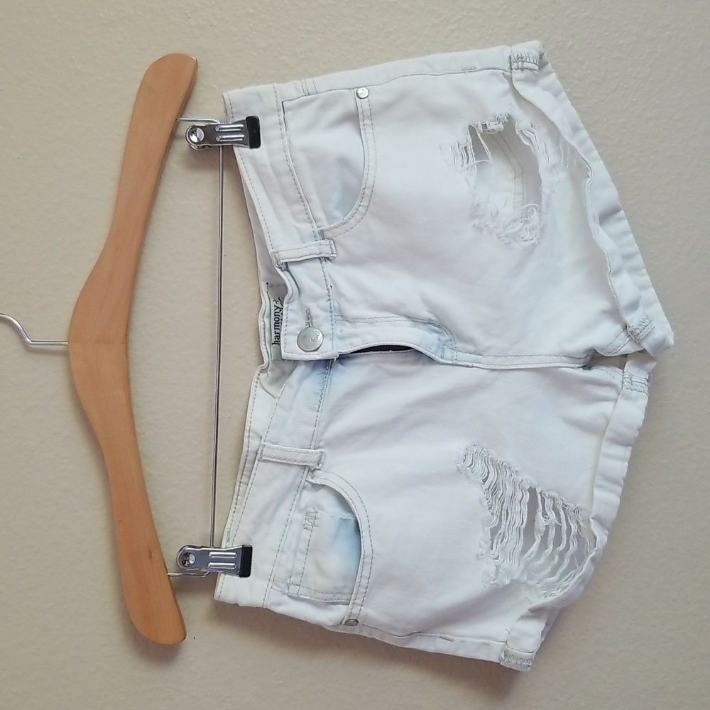 Harmony+Havoc White Washed Destroyed Booty Shorts